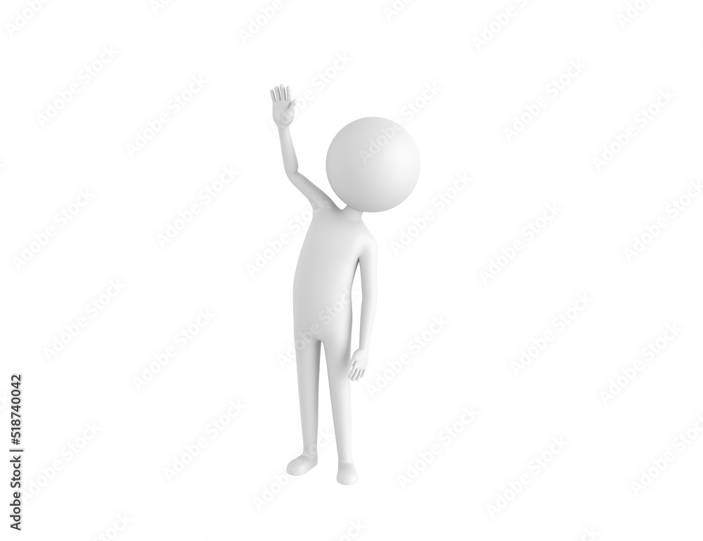 Stick Man character raising right hand in 3d rendering. Stick Man character raising right hand in 3d rendering.