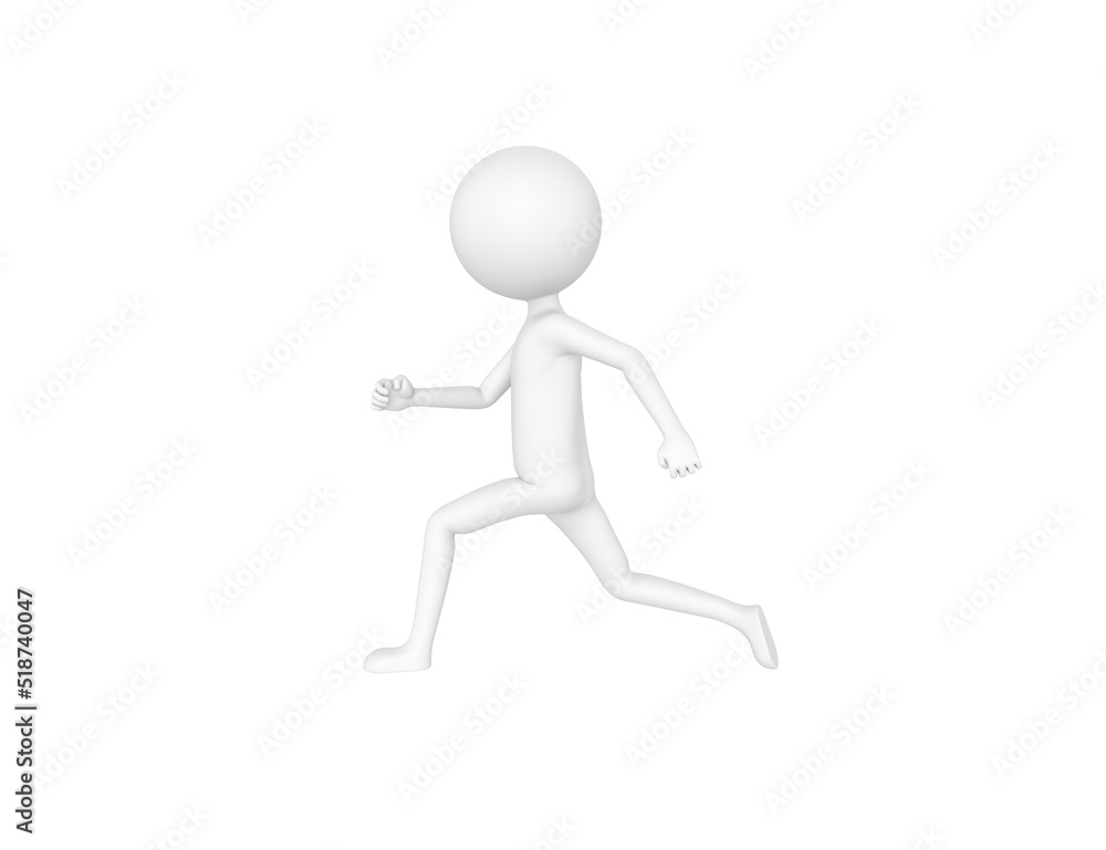Stick Man character running to the left side in 3d rendering. Stick Man character running to the left side in 3d rendering.