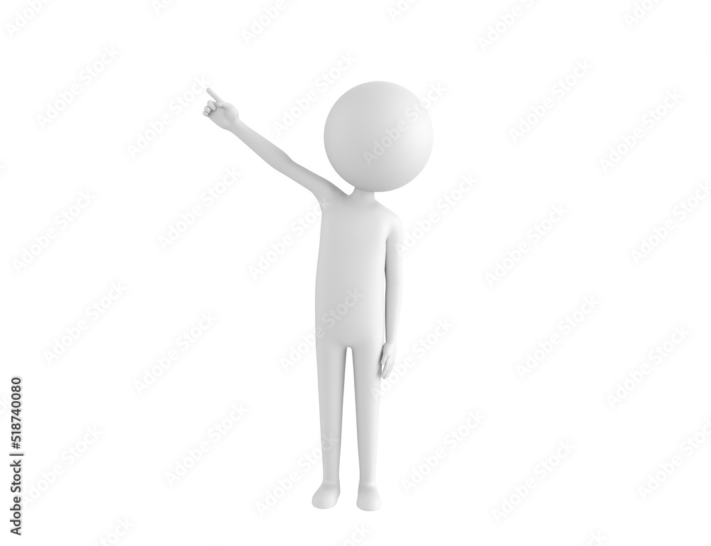 Stick Man character pointing up his index finger in 3d rendering. Stick Man character pointing up his index finger in 3d rendering.