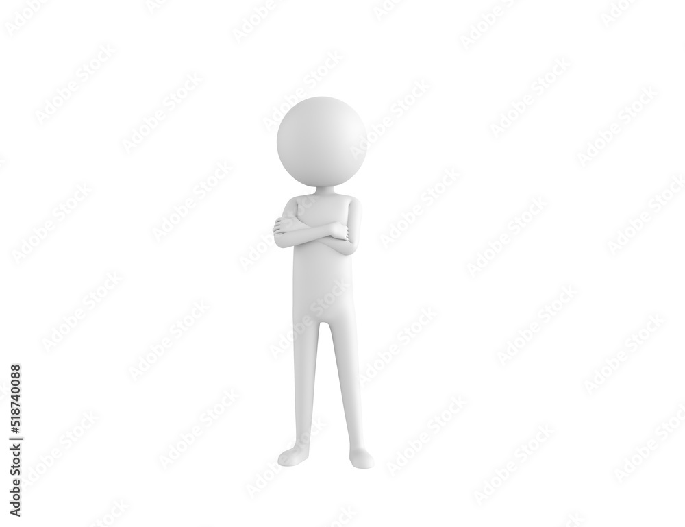 Stick Man character smiling with arms crossed in 3d rendering. Stick Man character smiling with arms crossed in 3d rendering.
