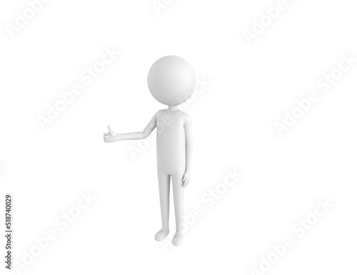 Stick Man character showing thumb up in 3d rendering.