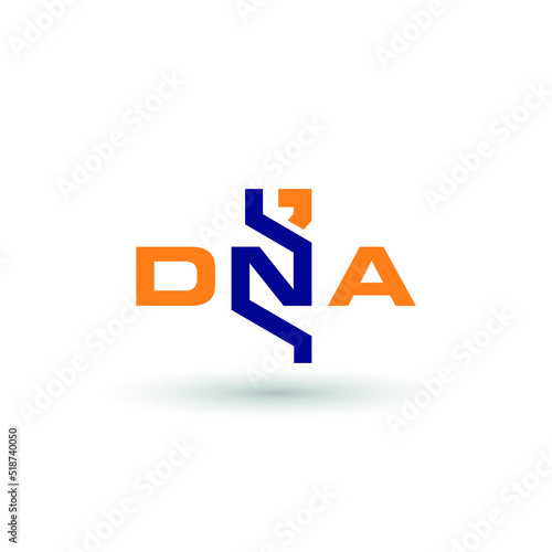 DNA Logo, DNA Concept Consisting of Letters D N and A Logo
