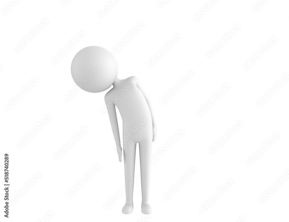 Stick Man character tilt body to side in 3d rendering. Stick Man character tilt body to side in 3d rendering.