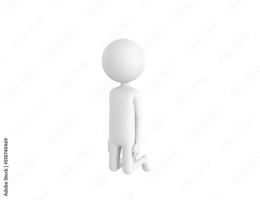Stick Man character kneeling in 3d rendering. Stick Man character kneeling in 3d rendering.