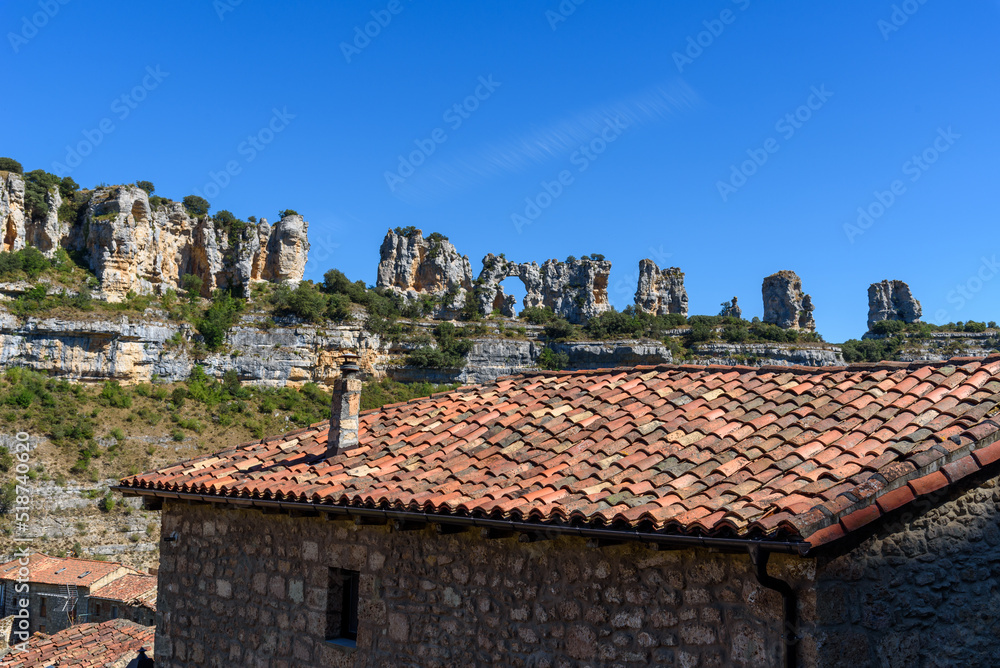 View of Orbaneja del Castillo, a medieval picturesque village in Burgos, Spain