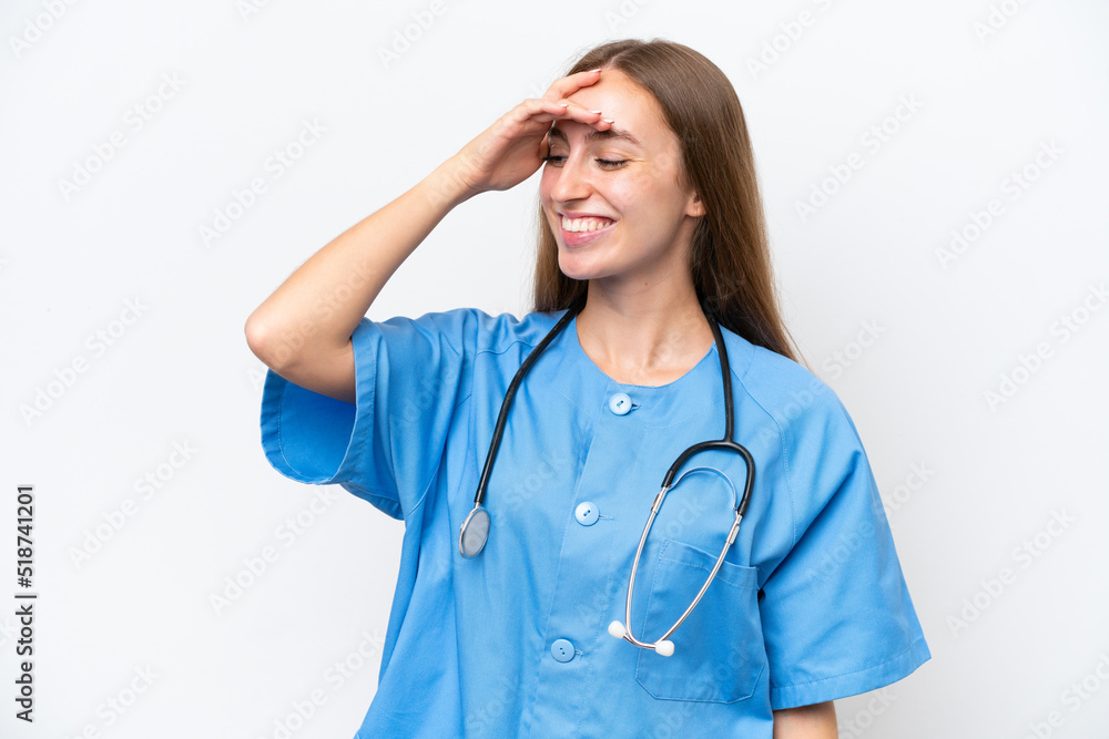 Young nurse woman over isolated on white background has realized something and intending the solution Young nurse woman over isolated on white background has realized something and intending the solution