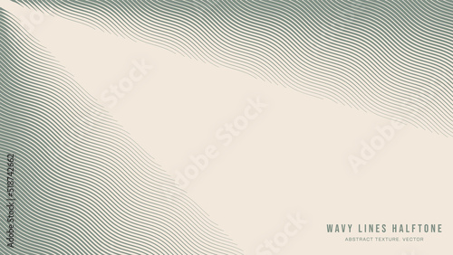 Wavy Ripple Lines Halftone Tilted Hatching Pattern Abstract Vector Pale Green Beam Border Isolate On Light Background. Half Tone Art Graphic Aesthetic Neutral Wallpaper. Aesthetical Retro Illustration