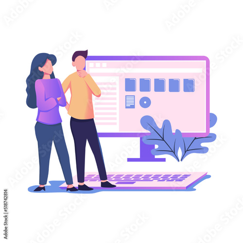 Document management soft flat style illustration design