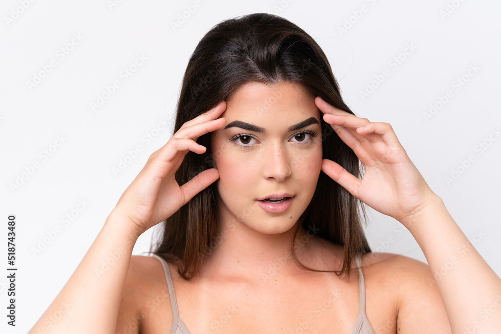 Young Brazilian woman isolated on white background . Portrait Young Brazilian woman isolated on white background . Portrait