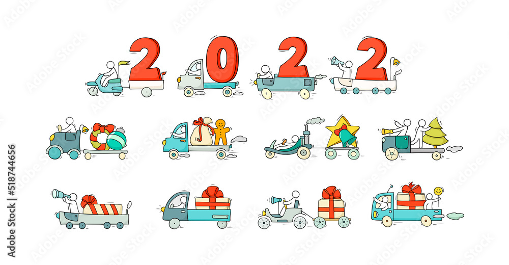 2022 New Year icons set, Christmas symbols 2022 New Year icons set, Christmas symbols
