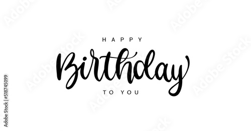 Happy Birthday lettering text banner  black color. Vector illustration.