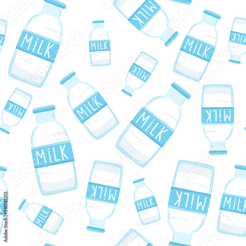 Seamless pattern with cow milk bottle