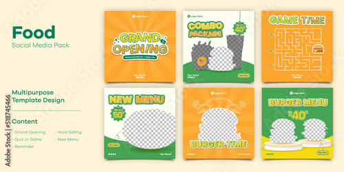 Burger Fastfood Social Media Post Bundle Template