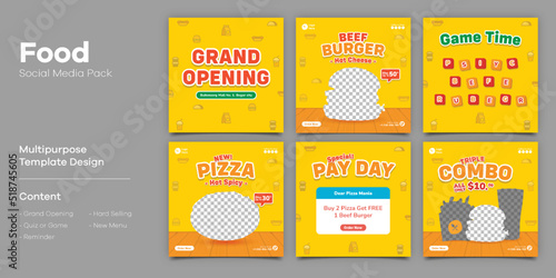 Burger Fastfood Social Media Post Bundle Template