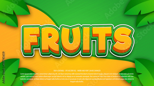 Fruits 3d cartoon editable text effect