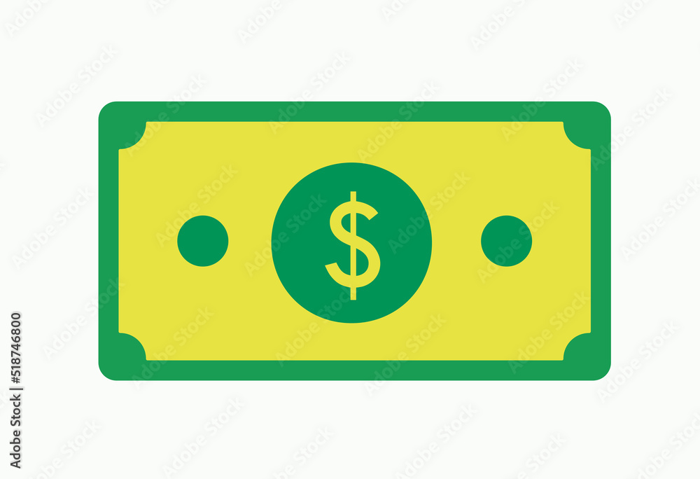 Green Dollar Note Bill American Currency Isolated Illustration Icon Minimal Financial Symbol Green Dollar Note Bill American Currency Isolated Illustration Icon Minimal Financial Symbol