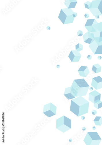 Gray Square Background White Vector. Box Object Design. Monochrome Cubic Structure Card. Geometry Illustration. Blue Paper Polygon.