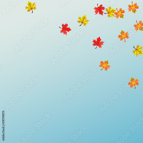 Ocher Leaves Background Blue Vector. Leaf Paper Texture. Autumnal Design Floral. Celebrate Plant Design.