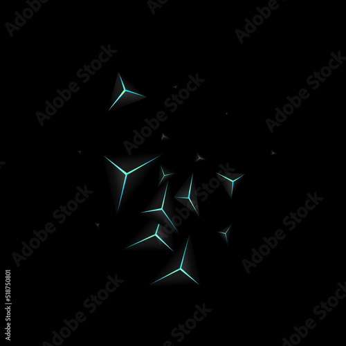 Onyx Crystal Background Black Vector. Obsidian Triangle Geometric. Prism Mosaic Illustration. Blue Neon Poly Card.