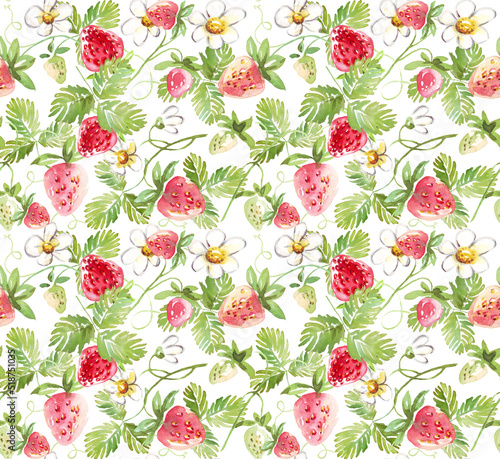 Strawberry seamless pattern. Hand-painted illustration 