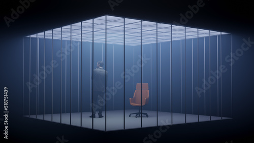 Photos Businessman in prison office cage with chair concept