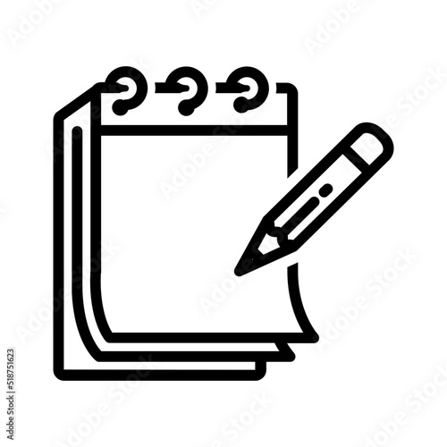 Black line icon for Note