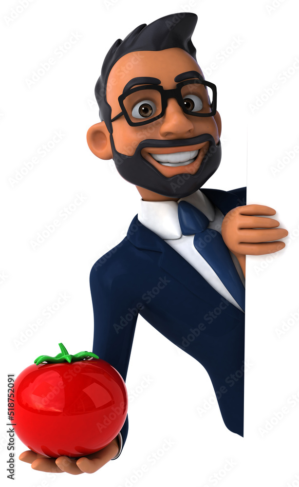 Fun 3D cartoon illustration of an indian businessman Fun 3D cartoon illustration of an indian businessman