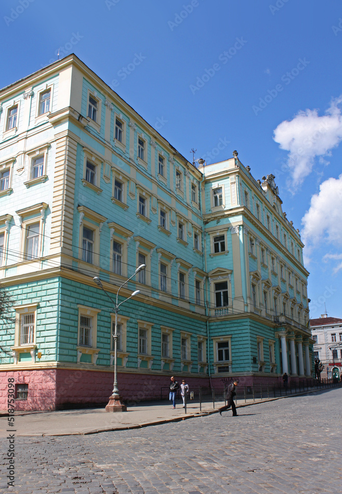 Historical building in the Old Town of Chernivtsi, Ukraine