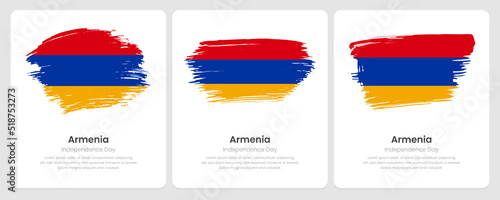 Free Download A set of vector brush flags of Armenia on abstract card with shadow effect - GFXLoad