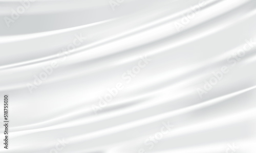Smooth elegant White silk or satin luxury cloth texture can use as background. Beautiful white silk drapery textile background.White plastic wrap texture. Cloth soft wave. Creases of satin. Vector