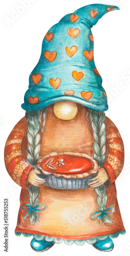 Gnome femele with pumpkin pie