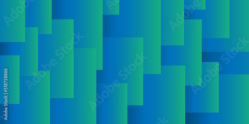 Simple Overlapping Rectangular Tiled Frames of Various Sizes, Colored in Blue and Green- Geometric Shapes Pattern, Gradient Texture on Wide Scale Background - Design Template in Editable Vector Format