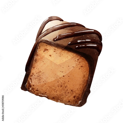 Chocolate cube watercolor vector
