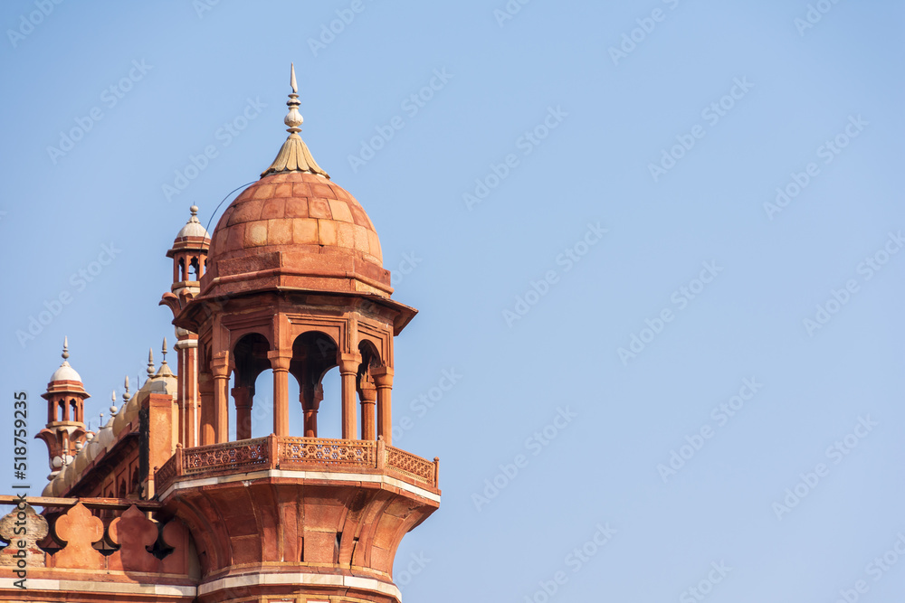 A view of a turret at Safdarjung's Tomb, a sandstone and marble mausoleum in New Delhi, India.