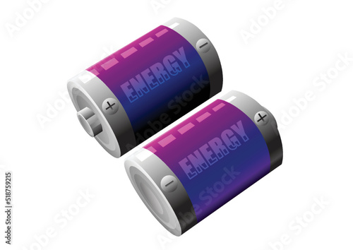 Illustration of Two Battery on white background.It's for energy concept