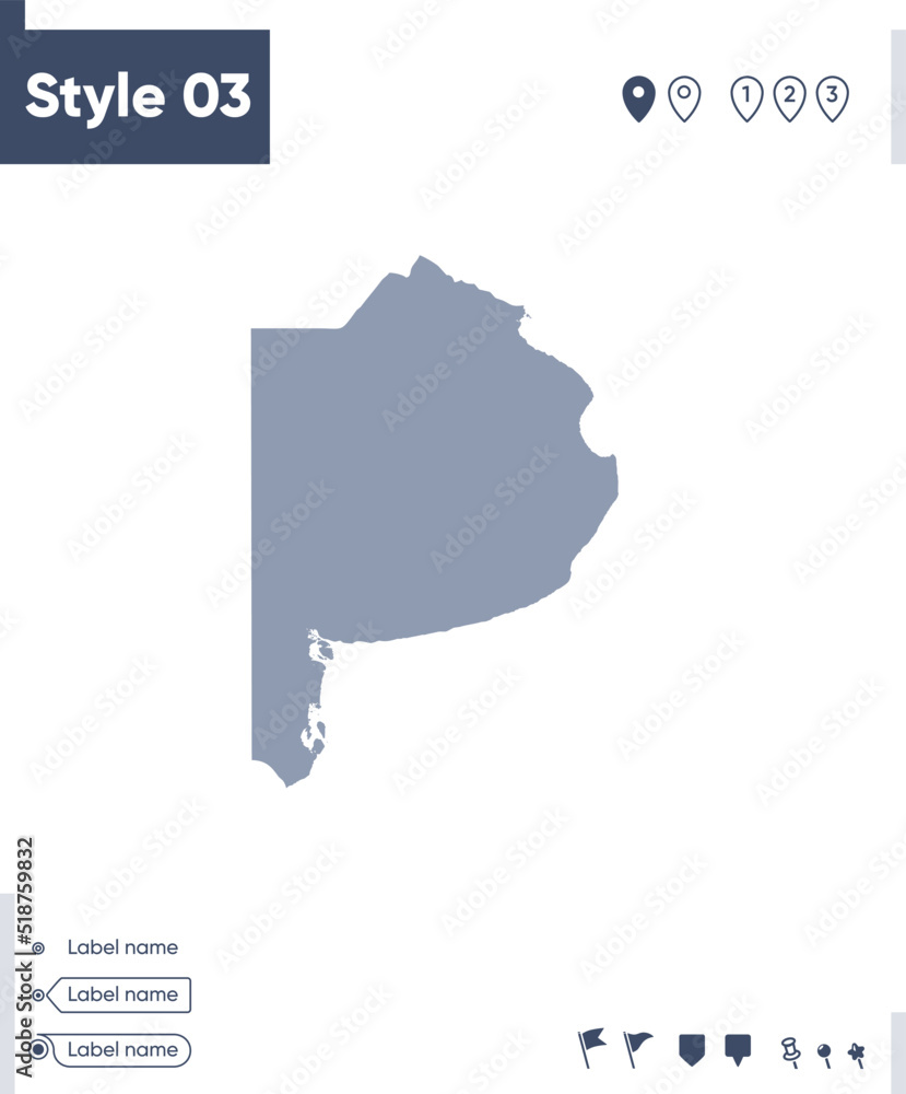 Buenos Aires, Argentina - map isolated on white background. Outline map. Vector map. Shape map.