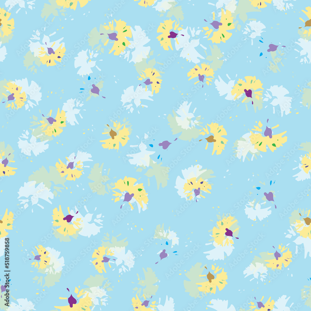 seamless plants pattern background with mixed cute little flowers , greeting card or fabric