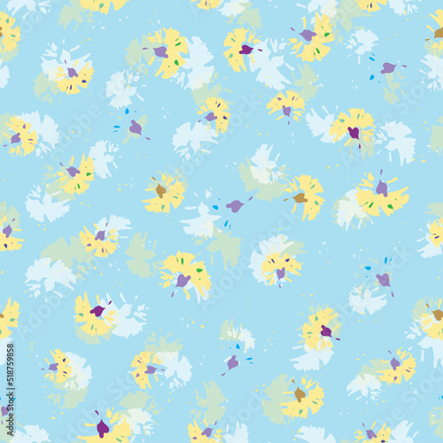 seamless plants pattern background with mixed cute little flowers , greeting card or fabric
