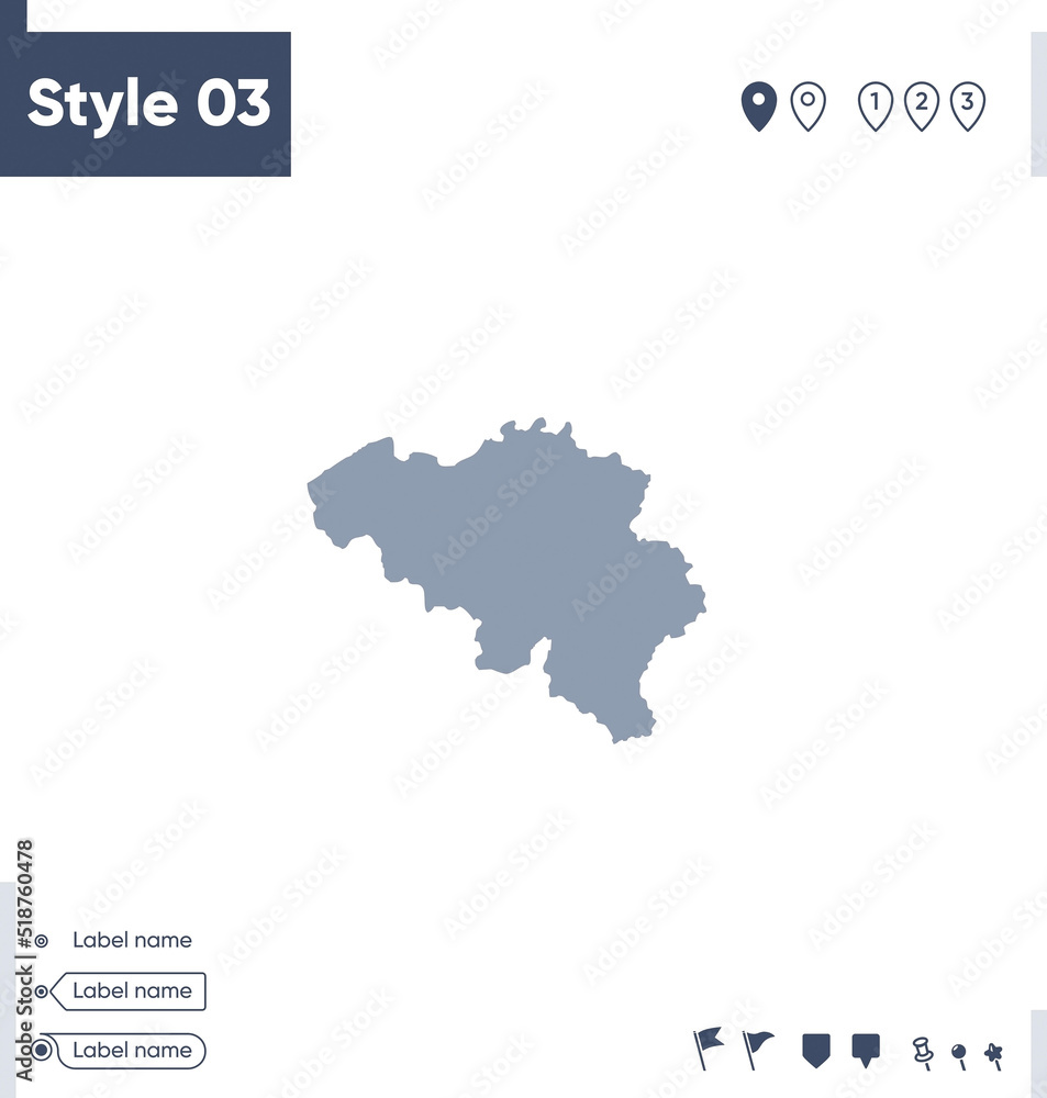 Belgium - map isolated on white background. Outline map. Vector map. Shape map. Belgium - map isolated on white background. Outline map. Vector map. Shape map.