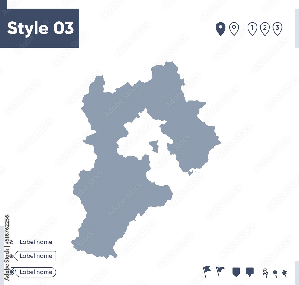 Obraz premium Hebei, China - map isolated on white background. Outline map. Vector map. Shape map.