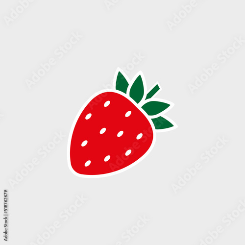 Garden strawberry fruit or strawberries flat color vector icon for food apps and websites