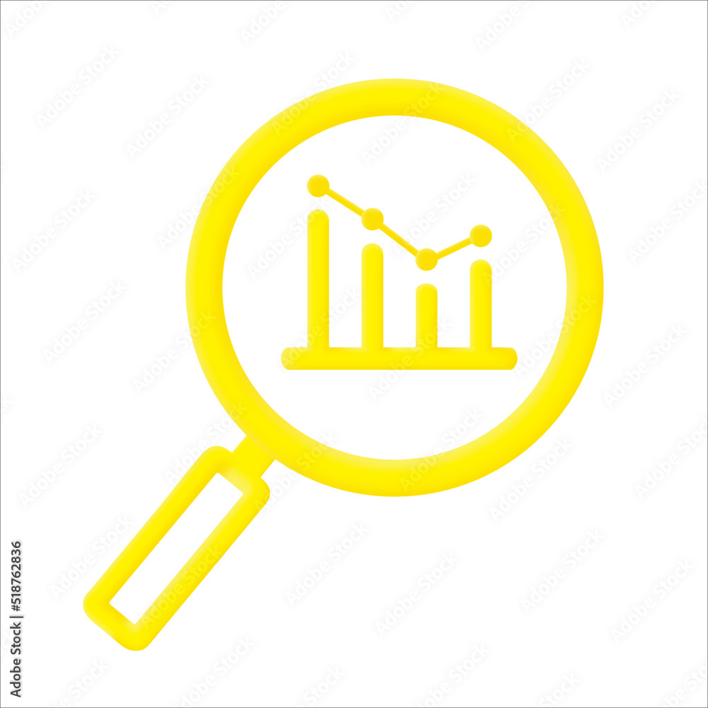 magnifying glass with a graph