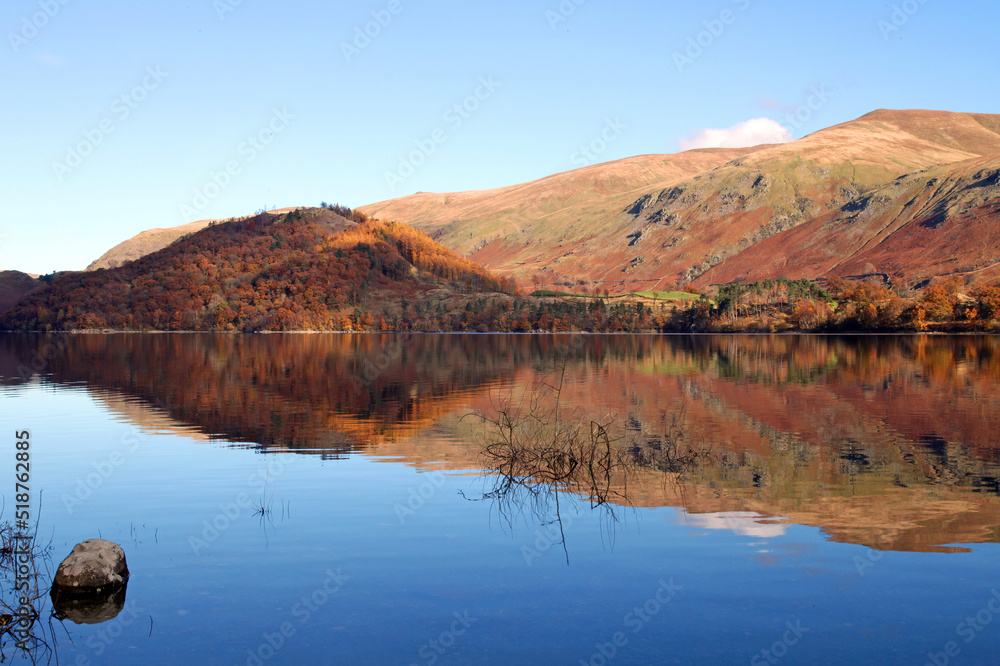 View across Thirlmere in Autumn, Lake District England
