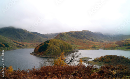 View across Haweswater with low cloud, Lake District England 