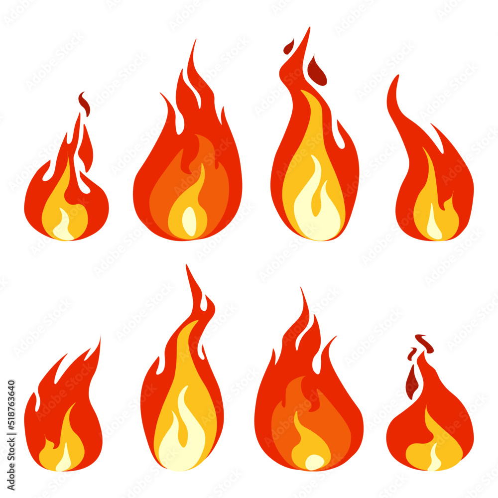 Fire icons set vector illustration isolated on white background Fire icons set vector illustration isolated on white background