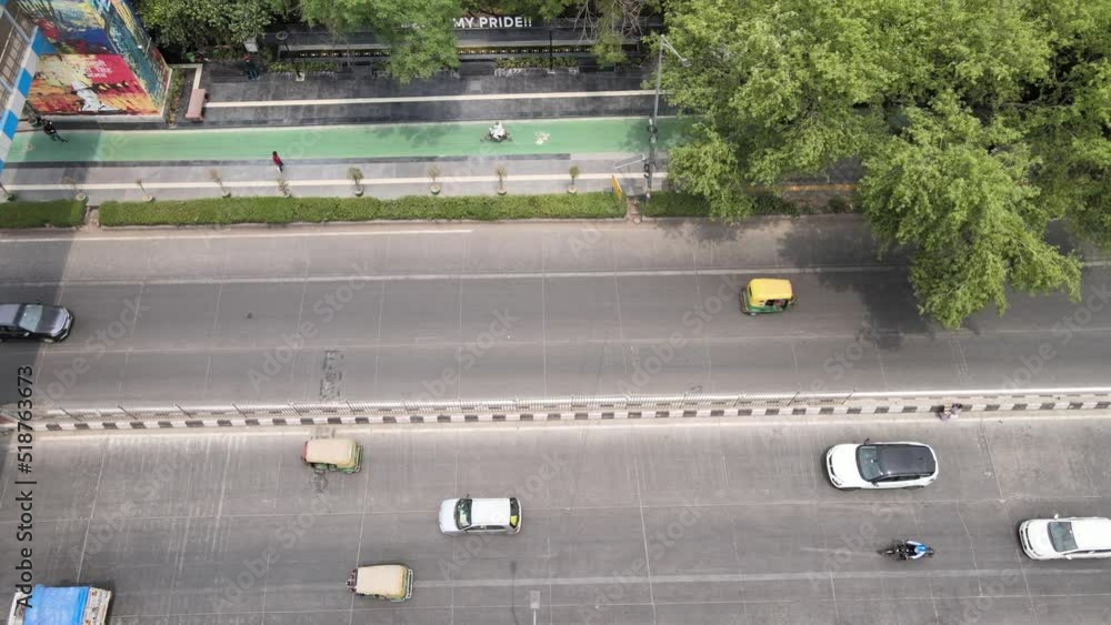 An Aerial Shot of Delhi BRTS Road at New Delhi,India An Aerial Shot of Delhi BRTS Road at New Delhi,India