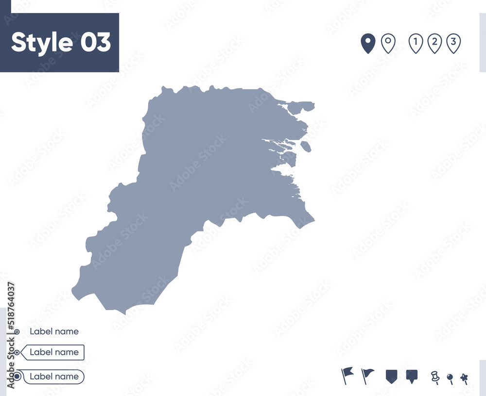 North Kalimantan, Indonesia - map isolated on white background. Outline map. Vector map. Shape map. North Kalimantan, Indonesia - map isolated on white background. Outline map. Vector map. Shape map.