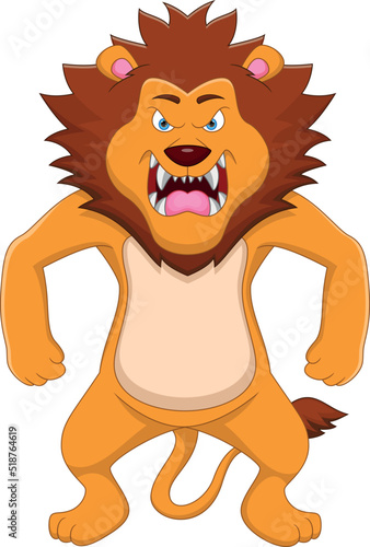 angry lion cartoon on white background