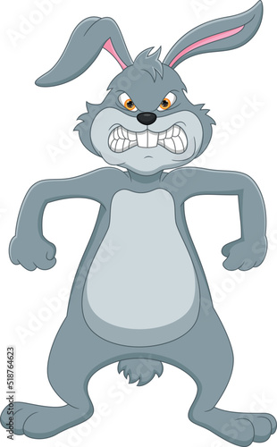 angry rabbit cartoon on white background