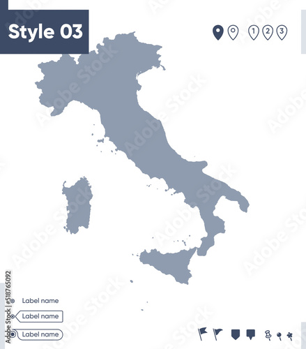 Italy - map isolated on white background. Outline map. Vector map. Shape map.